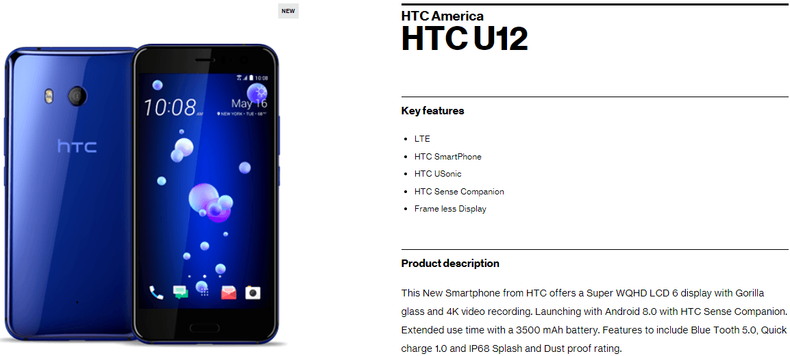 HTC U12 Verizon
