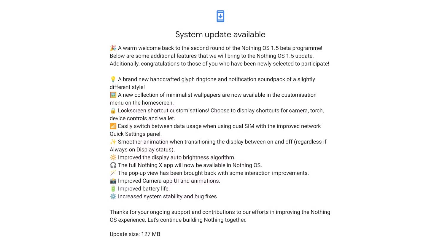 Nothing OS 1.5 Beta