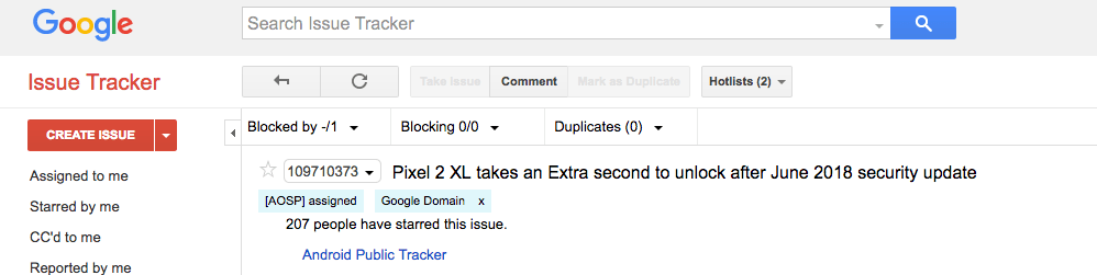 Issue tracker pixel2 xl