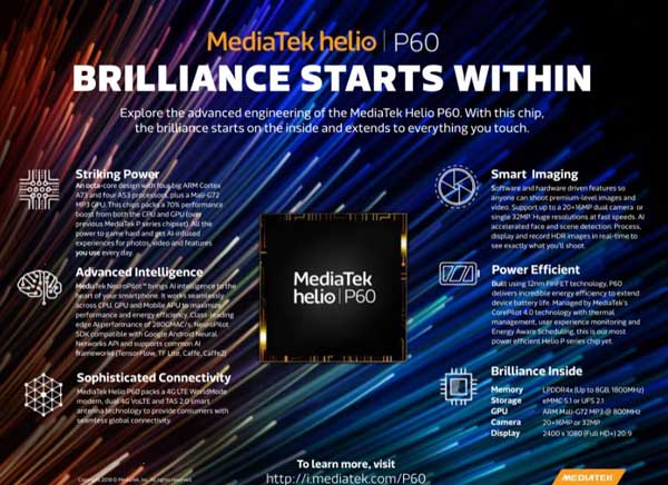 Entro quest'anno Mediatek presenterà una variante aggiornata del Helio P60