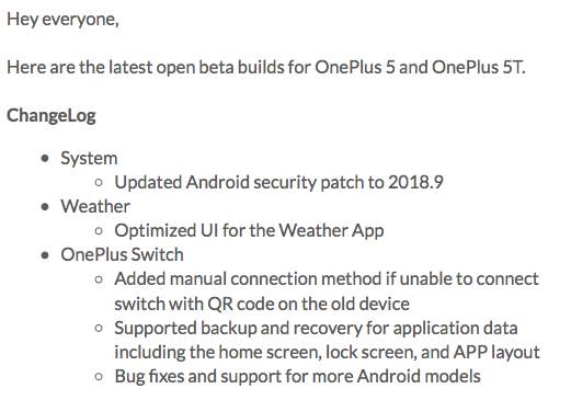 Le Open Beta 19 e 17 portano le patch di Settembre su OnePlus 5 e 5T, manca ancora all'appello Android 9 Pie