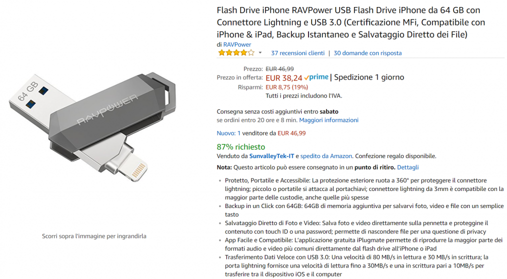 flash drive lightning offerta