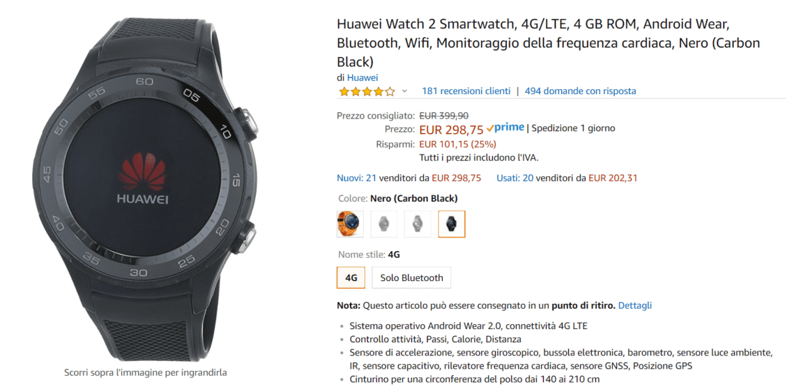 huawei watch 2 offerta