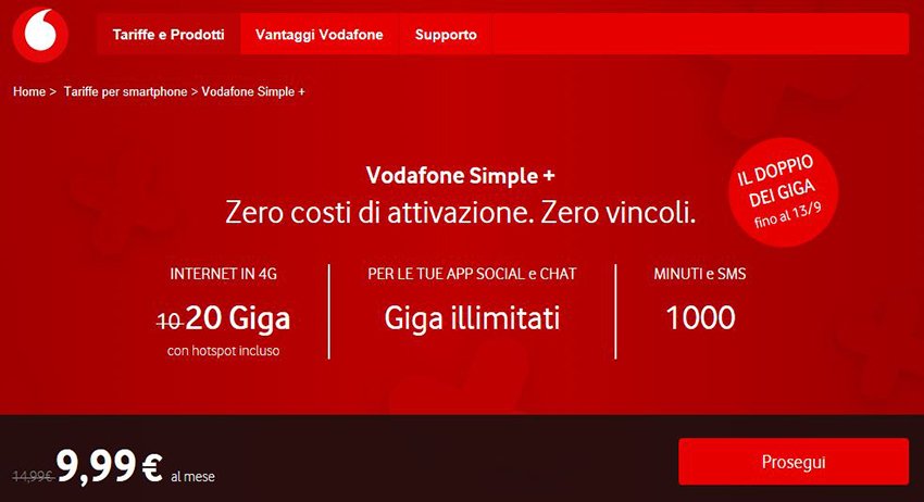 Vodafone Simple+ è la nuova offerta proposta da Vodafone