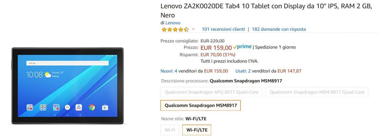 tablet offerta amazon