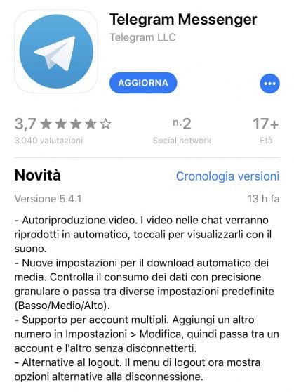 Telegram si aggiorna: arrivano gli account multipli su iOS e la riproduzione automatica dei video