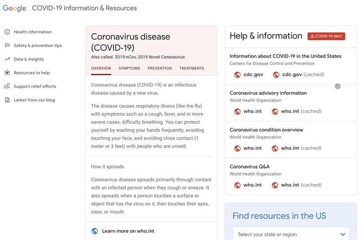 Google ci aggiorna sul Coronavirus. Meglio tardi che mai