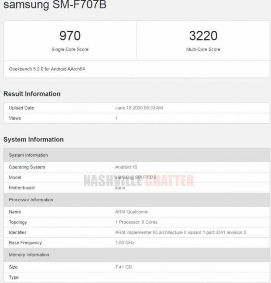 Samsung Galaxy Z Flip 5G con Snapdragon 865 si mostra su Geekbench