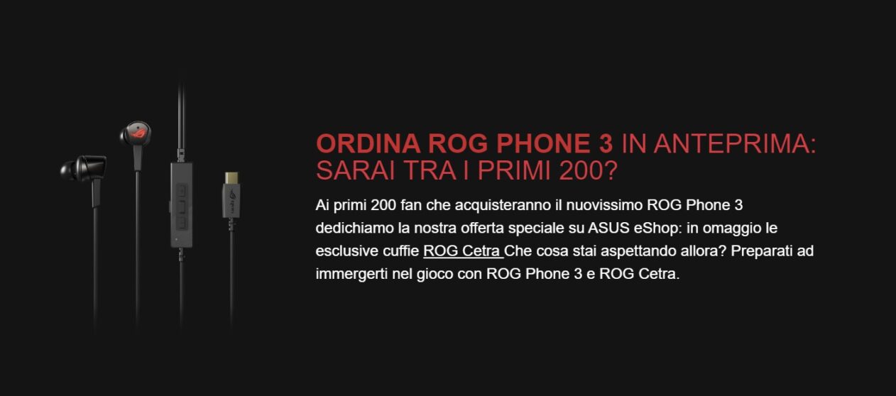Asus: in regalo gli auricolari ROG Cetra per chi prenoterà ROG Phone 3