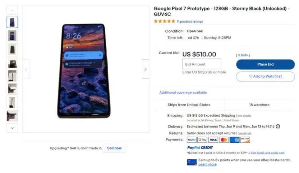 Google Pixel 7: i prototipi finiti in vendita su Ebay e Facebook