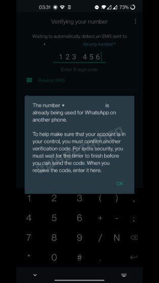 WhatsApp codice di sicurezza 