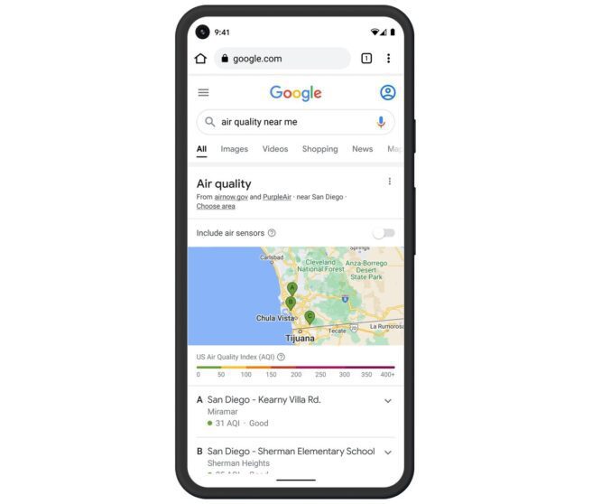 Google Maps qualità dell'aria