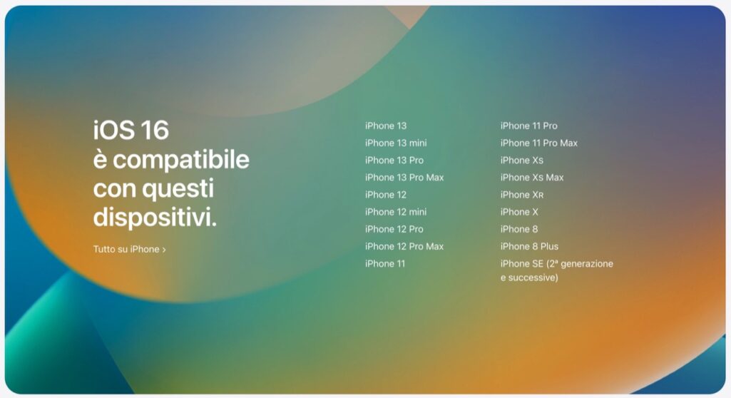 iOS 16 iPhone compatibili