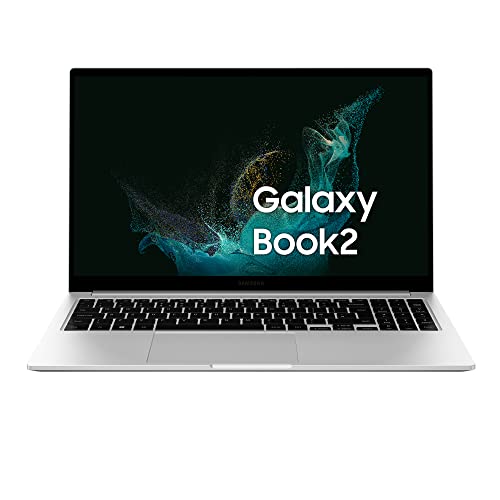 Samsung Galaxy Book2 Laptop, Ultrafino, 15.6" FHD LED, Intel Core i7 di dodicesima generazione, Intel Iris Xe, RAM 16GB LPDDR4x, 512GB NVMe SSD, Windows 11 Home, Silver