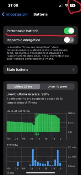 iOS 16 batteria 