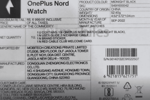 Confezione di vendita di OnePlus Nord Watch
