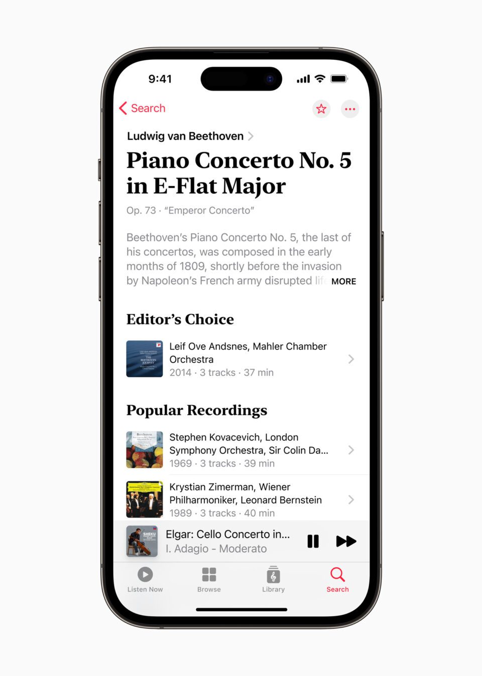 La funzione di ricerca di Apple Music Classical è stata riprogettata tenendo conto delle complessità della musica classica.