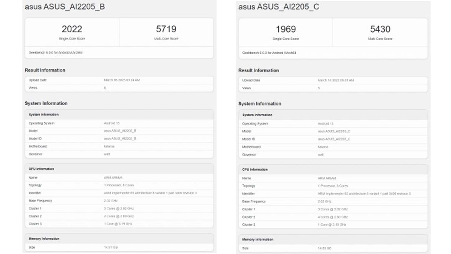 Asus ROG Phone 7 - Geekbench
